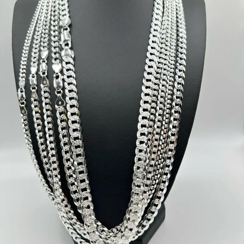 Solid 925 Sterling Silver Cuban Link Chain – 24” Long, Available in 4.15mm to 8.00 mm High End Necklace
