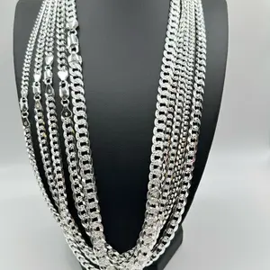 Solid 925 Sterling Silver Cuban Link Chain – 24” Long, Available in 4.15mm to 7.56mm High End Necklace