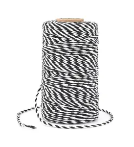 Black and White Twine String, 328 Feet Christmas Bakers Twine String, 2MM Heavy Duty Packing String for DIY Crafts, Christmas Decoration, Gift Wrapping, Craft Wrapping