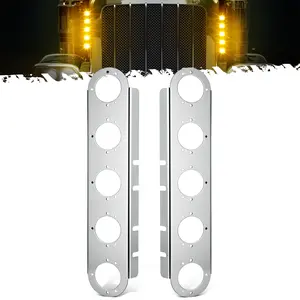 Partsam 1 Pair Front Air Cleaner Lights Bracket with 5 Watermelon Light Holes Cutout, 304 Stainless Steel, Light Not Include
