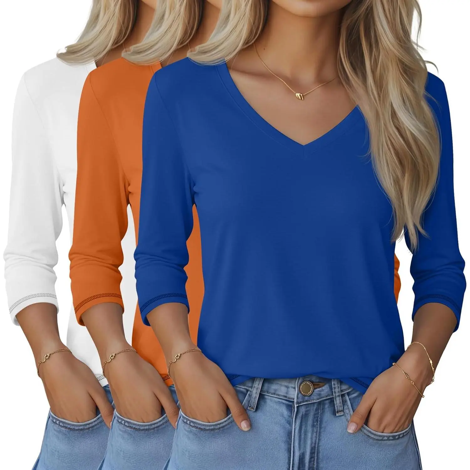 Bright Orange, White, Vivid Ultramarine
