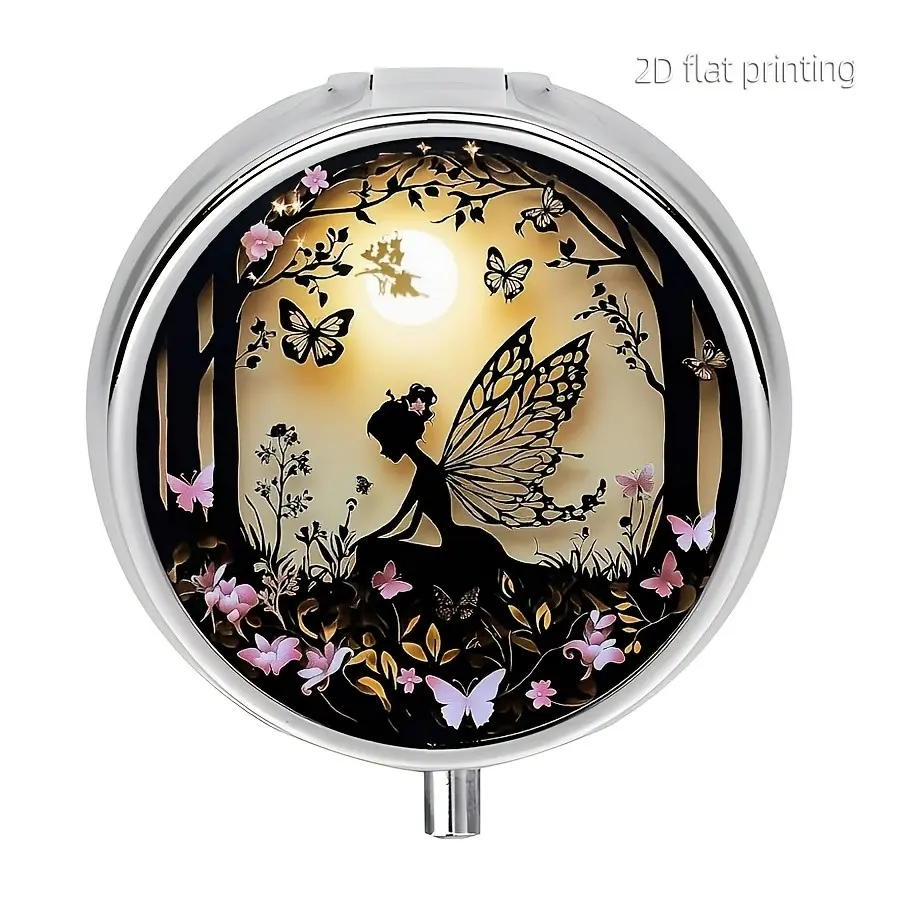 Butterfly Fairy Medicine Box, 3 Compartment Mini Decorative Pocket, Portable Travel Vitamin Case, Compact Storage Solution, Makeup Holder