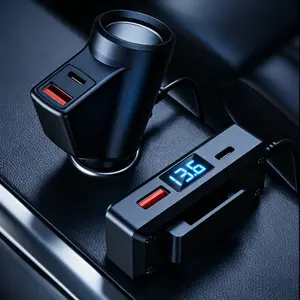 5-In-1 Fast Car Charger with Voltage Display, Qc3.0 PD USB-C 12V/24v, Universal for All Phones, Multi-Device Charging Adapter