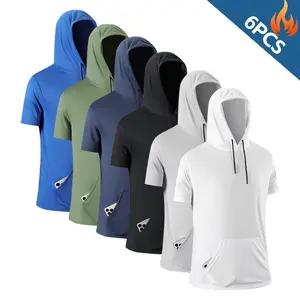 Men’s Korean fashion hooded short-sleeve T-shirt, regular slim-fit basic half-sleeve shirt, summer hooded shirt GARMENTARY