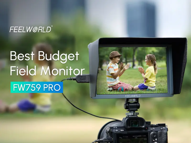 FEELWORLD FW759 PRO 7-Inch 400nit Touchscreen DSLR Camera Field Monitor with F550 Battery, Bag, Sunshade, Gimbal, Cover, Handheld Shell, Micro Cable, 4K HDMI Input, 1280x800 IPS Display for Mobile Videography & Vlog Accessories (Accurate Focus & Exposure)