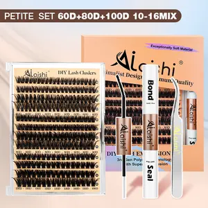 AILAISHI 60D+80D+100D DIY Magic Eyelash Extension Set - Thick Cluster  Curled Single Eyelash, 240pcs Cluster Eyelash, Sealed Black Eyelash and Tweezer  Essential False Eyelash Set for Junior "Girls" Cosmetics, Summervibes
