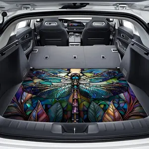 Glass style dragonfly art pattern design, multifunctional car trunk pad, polyester fiber material, trunk decorative pad, car carpet, durable, easy to clean, protects the car from wear and tear, compatible with most car models
