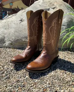 R. Watson Men's Bay Apache Cowhide Medium Round Toe Western Boots RW7007-3