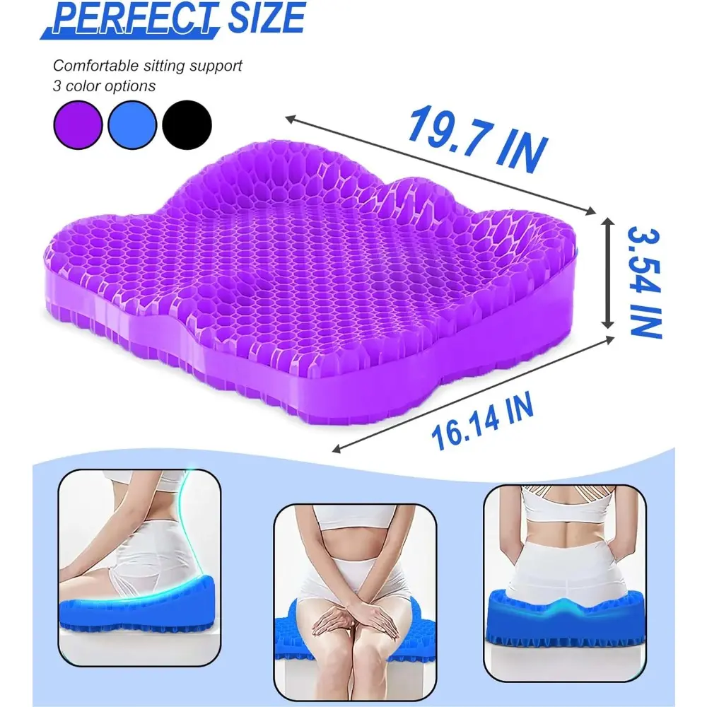 Thick 19.7in Seat Cushion, Gel Seat Cushion for Long Sitting-For