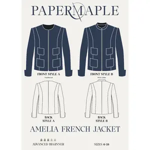 The Amelia Classic French Jacket Pattern with Three Piece Sleeve