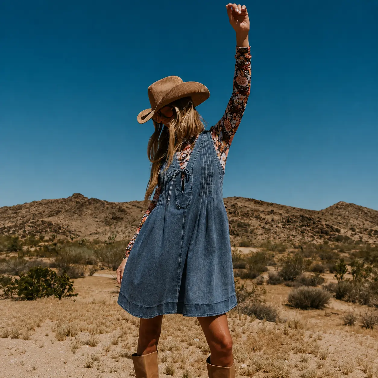 Chicovar Women's Oversized Vintage Denim Mini Dress ,Sleeveless V-Neck Tie Front Ruffle Layered A-Line Tunic with Pockets & Front Pleats, Casual Outfit,Fashion, Summervibes