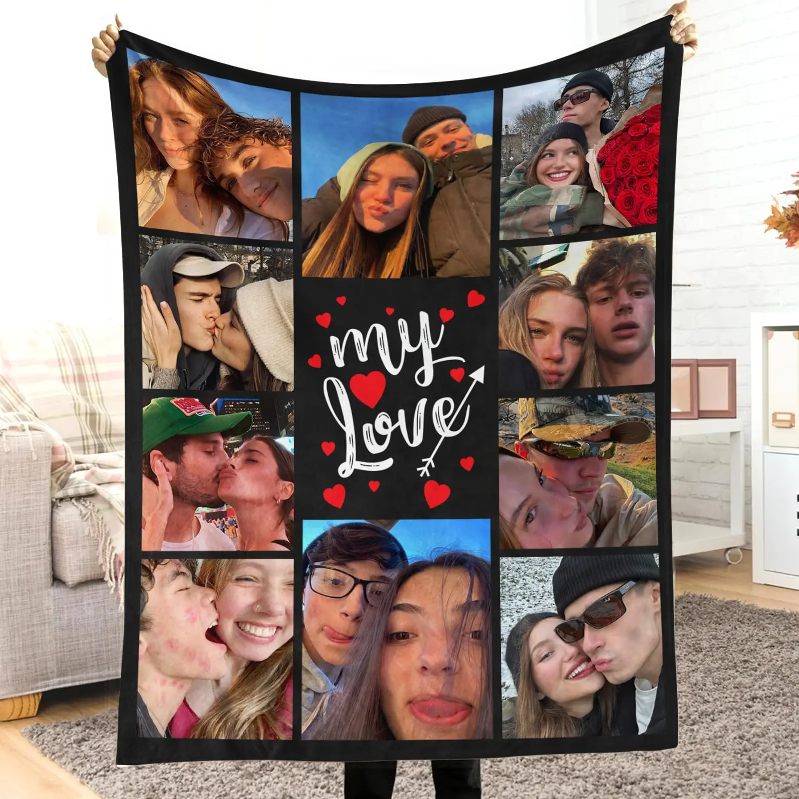 BARLEY ONE Click “Shop Chat”, Send Photos, Custom Photo Couples Blankets, These Personalized Couples Photo Blankets are Made of Soft Flannel, Perfect for Weddings, Mother's Day, Valentine's Day, Birthday Gift, Meaningful Gift