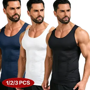 1/2/3PCS Shapewear Vest Undershirt Men Compression Belt Shaper Vest Tummy Control Fitness Shirt Men Body Shaper for Everyday & Gym