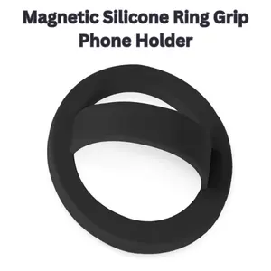 For iPhone 16/15/14/13/12 – MagSafe Magnetic Loop Grip Phone Holder, Silicone Ring Grip Stand, Hands-Free Magnetic Phone Accessory (Black)
