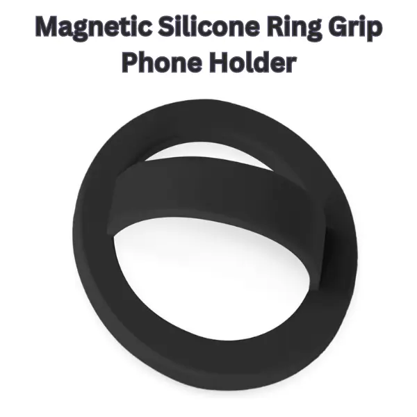 For iPhone 16/15/14/13/12 – MagSafe Magnetic Loop Grip Phone Holder, Silicone Ring Grip Stand, Hands-Free Magnetic Phone Accessory (Black)