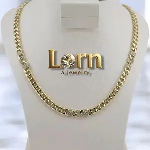 Lorn Hermosa Cuban 5mm Zirconia 18inch 14k Gold Plated Layered High-Quality Daily Wear Jewelry