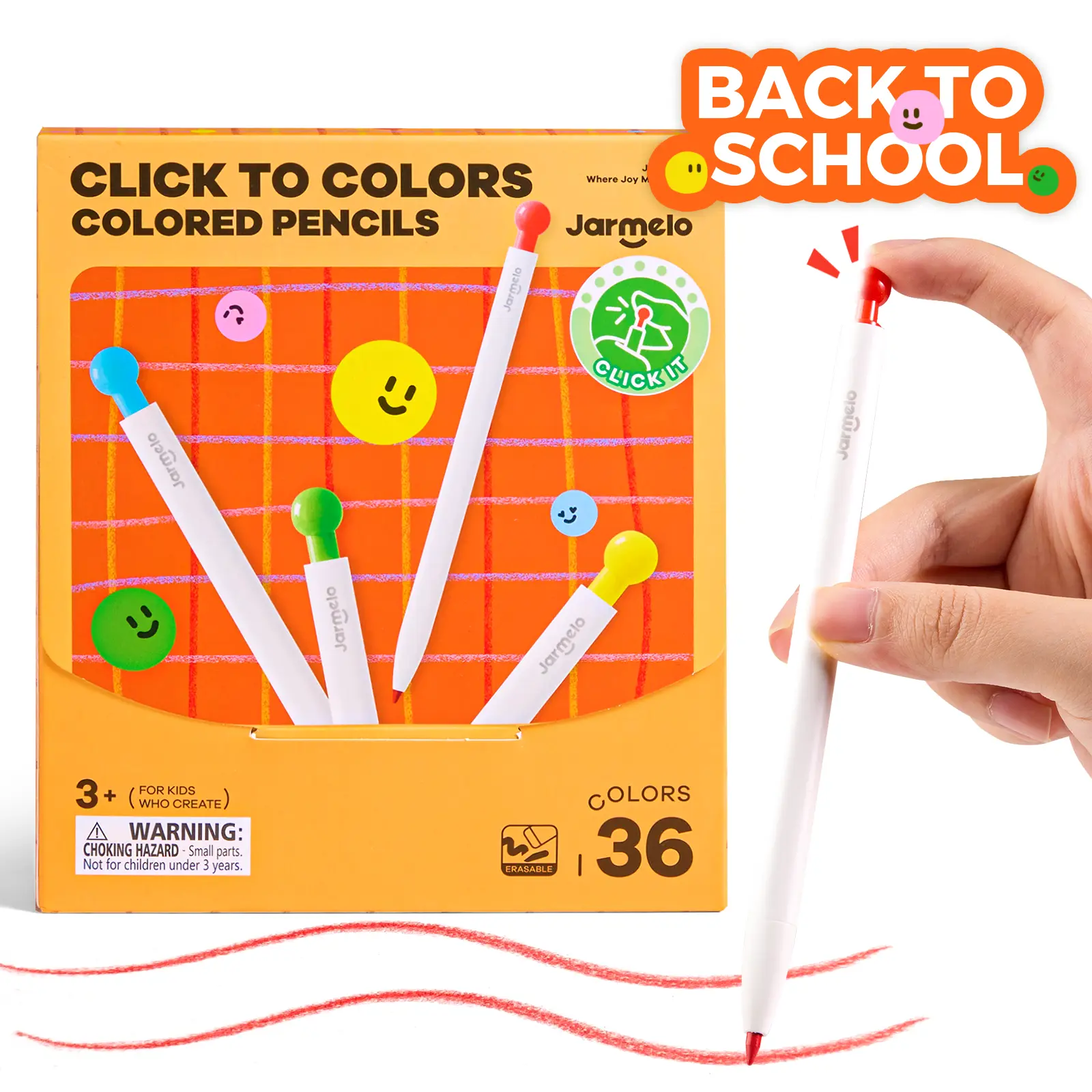 Jar Melo mechanical colored pencils — erasable oil-based pastel pencils with sharpener, retractable 3 mm thick color leads; drawing and art supplies for kids ages 3+, artist tools, painting gift, back-to-school shopping