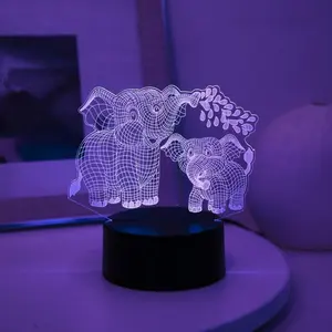 3D Elephant Design Night Light, USB Powered Color Changing LED Lamp, Novelty Lighting for Bedroom, Living Room, Home Decor, Ambient Led Lighting