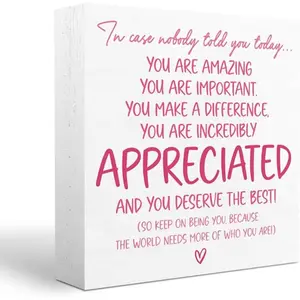 Preppy Coquette Pink Gifts, Inspirational Positive Affirmation Sign, Thank You Appreciation Gifts, Wooden Box Sign Decorative Plaque Table Decorations for Home Office - You Are Incredibly Appreciated 5x5 inch Home Decor Products