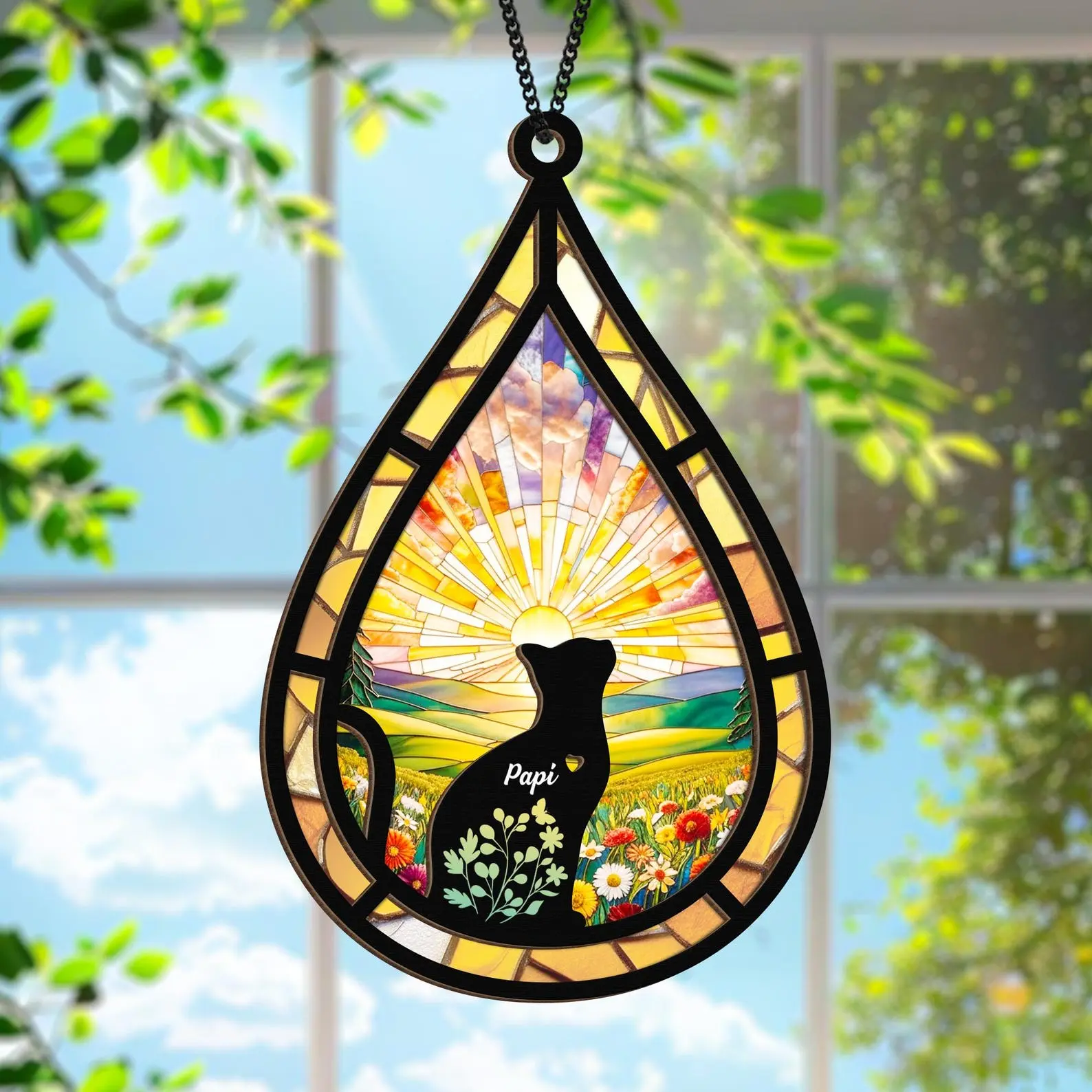 [NEW] Cat Loss Gift Set – Suncatcher, Sympathy Card & Custom Keychain for Pet Remembrance