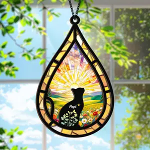 [NEW] Cat Loss Gift Set – Suncatcher, Sympathy Card & Custom Keychain for Pet Remembrance