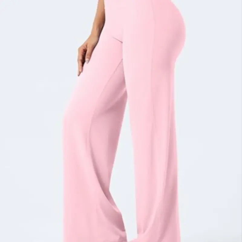 Women's High Waist Elastic Stretchy Loose Baggy Straight Leg Pants, No Front Seam Casual Soft Trousers, Comfortable and Stylish Fashion Apparel, Bottoms