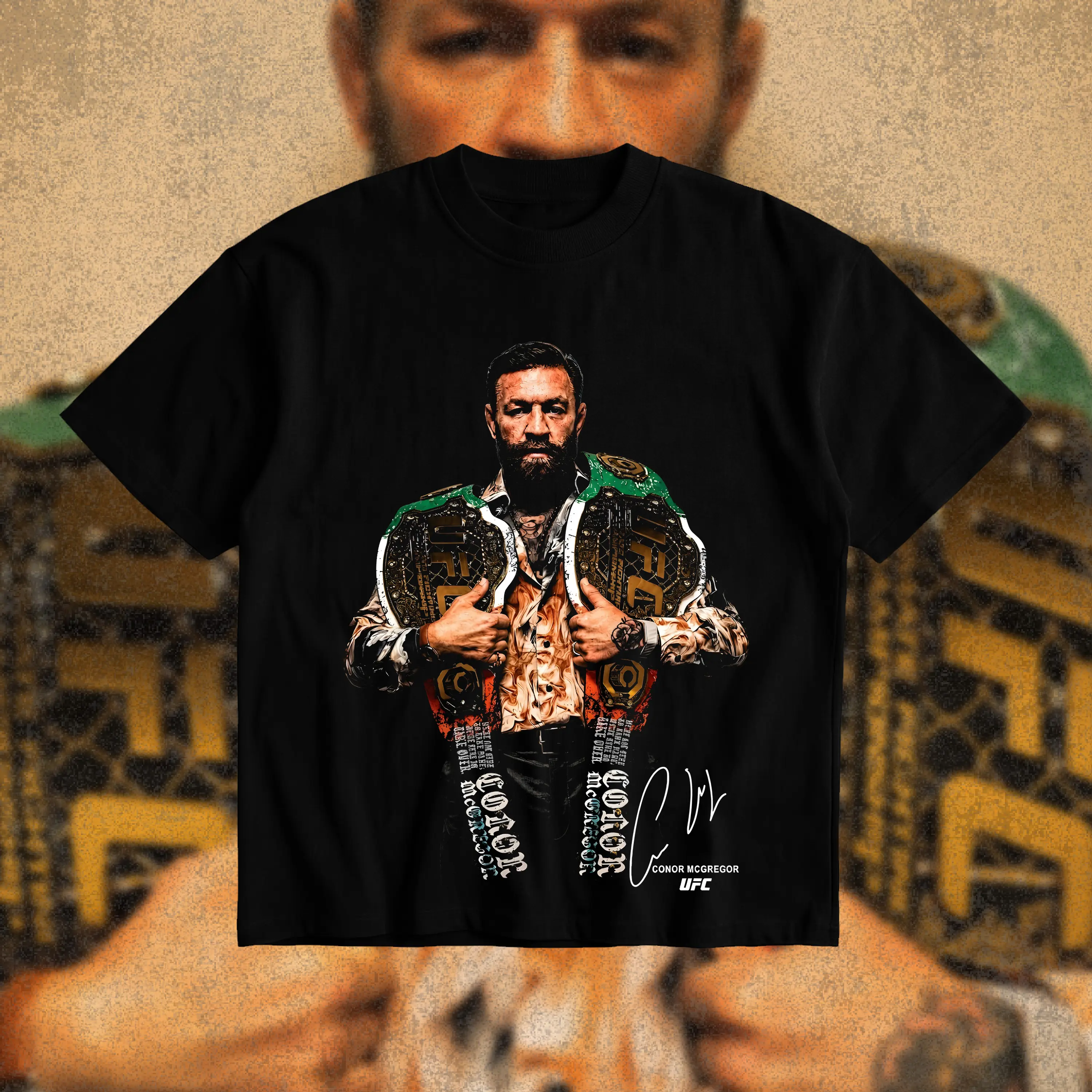The McGregor Belt UFC Heavy Cotton T-Shirt Notorious Conor McGregor Graphic Tee UFC Combat Sports Fan Shirt MMA Fight Night Shirt Gift for Men Women American Made Fightwear