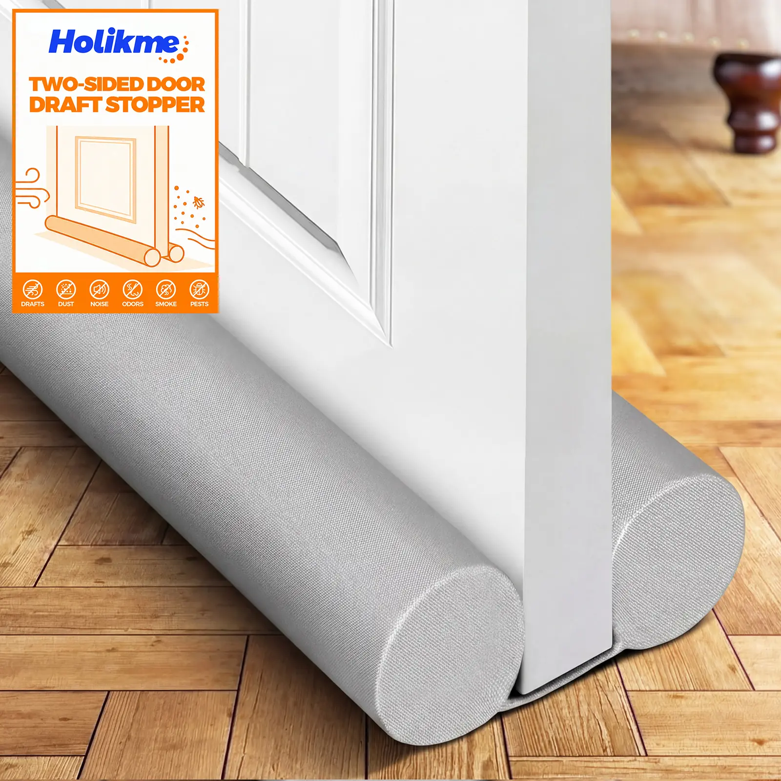 Holikme 36" 1-Pack Door Draft Stopper, Self adhesive weather stripping,Extra Thick Foam Under Door Seal Strip, Door Bottom Weather Stripping Draft Guard for Blocking Cold Air, Wind, Dust & Noise