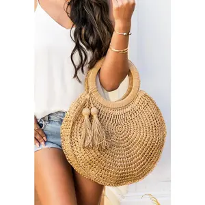 Aili's Corner Straw Tassel O-Ring Tote