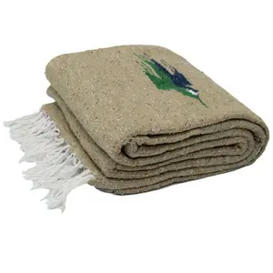 Mexican Baja Thunderbird Blanket Tan - Heavyweight Yoga Blanket - Thick Savasana Blanket - Vintage Throw - Yoga Wall Tapestry
