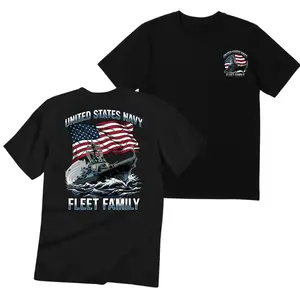 United States Navy Fleet Family T-Shirt American Flag Warship Ocean Graphic Military Unisex Tee Vintage Patriotic Naval Streetwear Summer Gift for Sailors Veterans Men Women Supporters