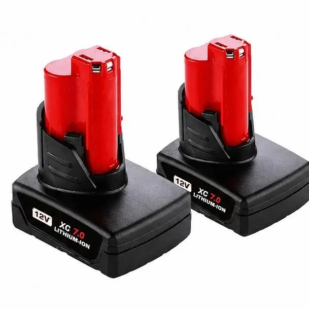 2pack Milwaukee M12 Battery 12V 7.0Ah Replacement 2-Pack, Compatible with M12B6 48-11-2440 48-11-2402 M12 Cordless Tools, LED Fuel Gauge Included