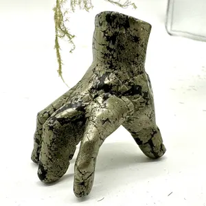 1 count natural crystals hand carving pyrite figurine hand with scar for home decoration