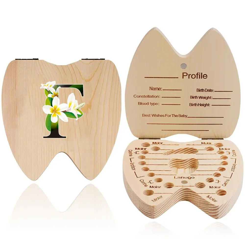 Wooden Baby Tooth Box, 1 Count Kids Teeth Organizer, Lanugo Umbilical Cord Storage Keepsake, Newborn Memory Box for Home