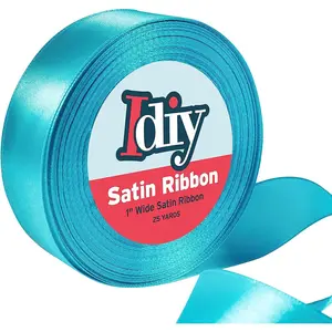Satin Ribbon (1", 25 Yards) No Wire, DIY Arts & Crafts, Gift Wrapping Baskets, Wedding Decor, Sewing Projects, Party Decorative Embellishment, Hair Bows, Floral, Baby Showers, (Teal)