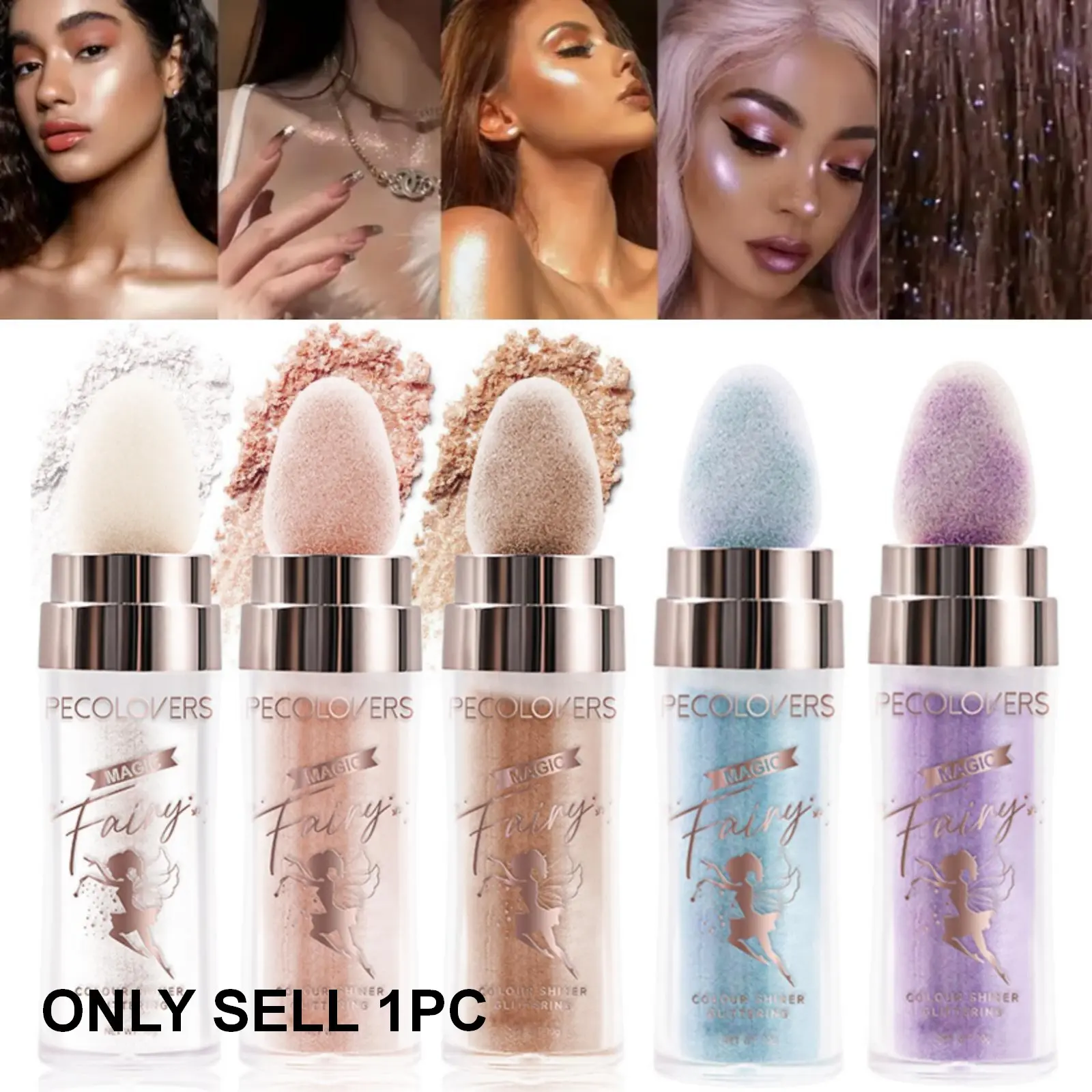 1PC High Quality Glitter Cosmetic High Gloss Powder, Shiny, Suitable for Hair, Face, Body, Pearlescent, Long-lasting, Waterproof, Highlight Patting Powder, Body Makeup, Suitable for Music Festivals
