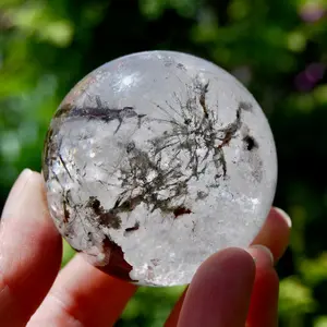 54mm 215g Lodolite Garden Quartz Crystal Sphere, Scenic Shamanic Dreamstone Landscape Quartz, Brazil