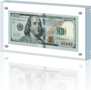 Dollar Bill Frame Display Acrylic Dollar Bill Holder 3.9X7.8Inch Thickened Frame for Dollar Bill Display Case Magnet Currency Display Frame Self Standing for Money Ticket Picture Photos Display Case LONCHDAN
