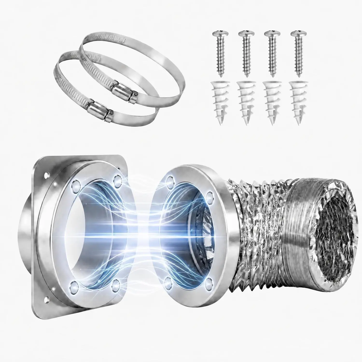 Magnetic Dryer Vent Coupling Kit DV180, Stainless Steel Dryer Vent Connector with Quick Connect & Airtight Seal, Easy-Install Vent Hose Coupler for Dryer Ventilation Systems