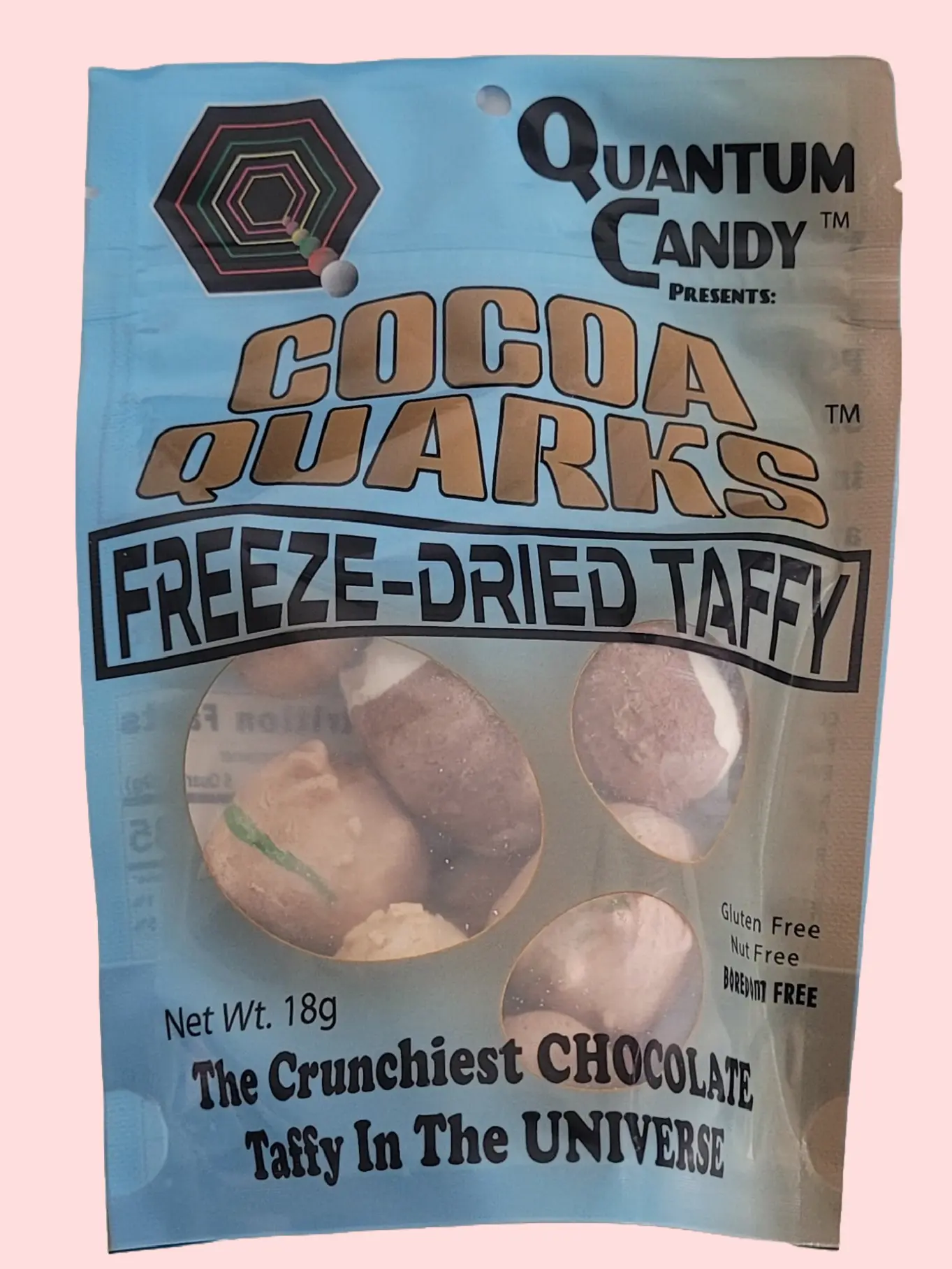 O.M.Geeks Ltd Quantum Candy Cocoa Quarks Freeze-Dried Taffy Assorted Chocolate Flavors 2-Packs, 10-Packs, 20-Packs - 2-Serving Pouches, 18g Each - Snack, Sweet, Chocolate