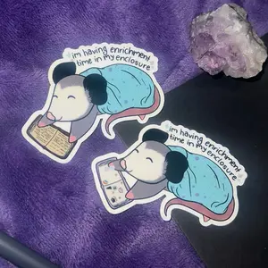 Enrichment Time Possum Sticker | Sticker Book Reading Possum Sticker, Easily Distracted ADHD sticker, Funny Neurodivergent Animal Sticker Decor Decorative