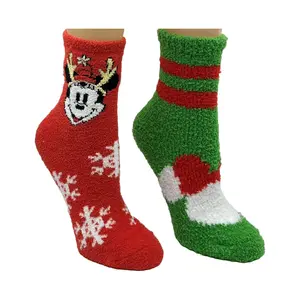 Disney Mickey & Minnie Ladies' Cozy Holiday Crew Socks Set