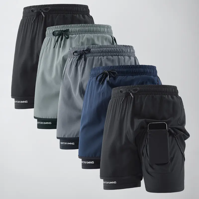 Men's Active Athleisure Running Shorts - Compression Fitted Cut, Run-Ready Fit, Breathable Lightweight Fabric, Stay-Put Elastic Waistband, Side Pockets for Casual Use