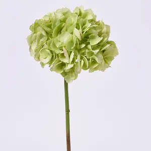 Light Green Silk Hydrangea Bloom Single Stem Spray - 19"