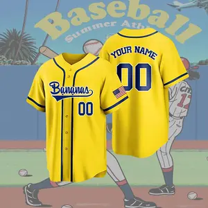 Custom Baseball Jersey, Stitch Printed Name Number Logo, Personalize bananas fans jersey, Party wedding Gift for Men Women Kids Toddler
