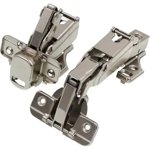 DECOBASICS Lazy Susan, Pie-Corner Kitchen Cabinet Hinge Set for Folding Doors. 165 Degree Nickle Plated Iron Concealed Hinges with Plates for Face Frame and Frameless Cabinets.