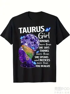 Women's & Men's Taurus Queen/Zodiac King Retro T-Shirt - Bold TAURUS Text Black Astrology Tee, 220GSM Pure Cotton Short-Sleeve Shirt for Birthday Gift, Everyday Casual Wear for Taurus Season Events