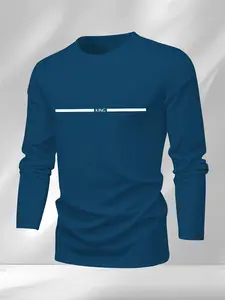 Men's long-sleeved Fitted T-shirt, casual round-neck Geometric top