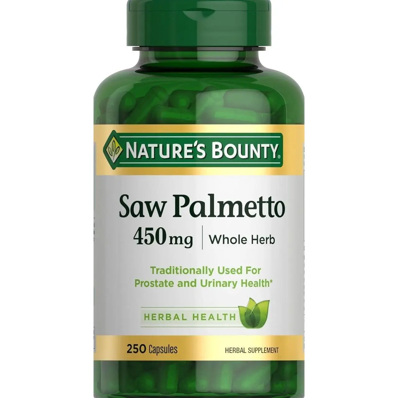 Nature's Bounty Saw Palmetto Support for Prostate and Urinary Health, Herbal Health Supplement, 450mg, 250 Capsules