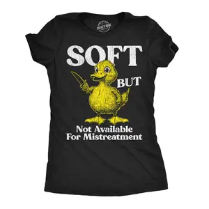 Womens Funny T Shirts Soft But Not Available for Mistreatment Sarcastic Duck Graphic Novelty Tee for Ladies Funny Womens T Shirts Cute Vintage Fashion Casual Ladies T-Shirt Gift Funny Sarcastic Top Women's Black -